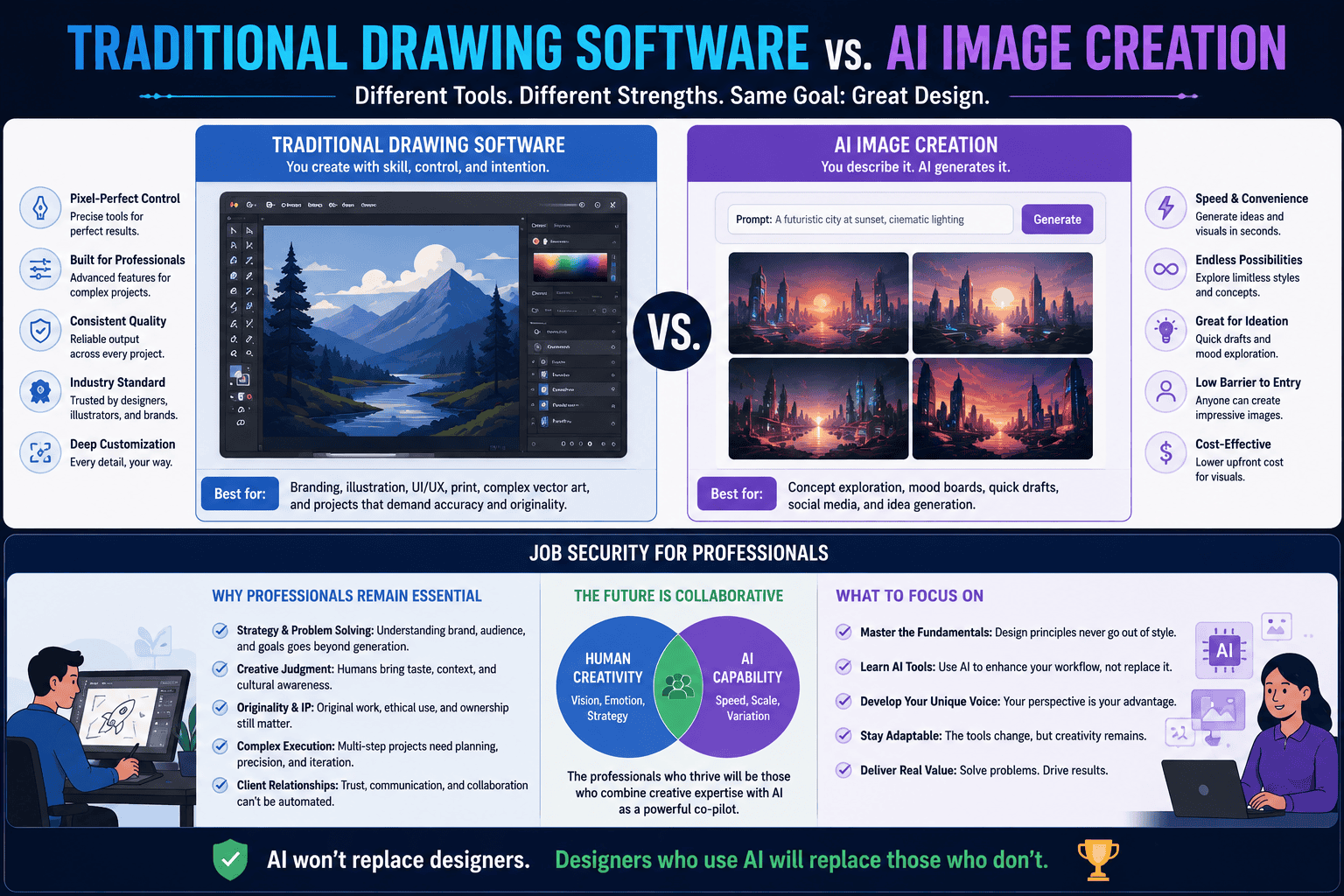 Comparison of traditional and AI design tools