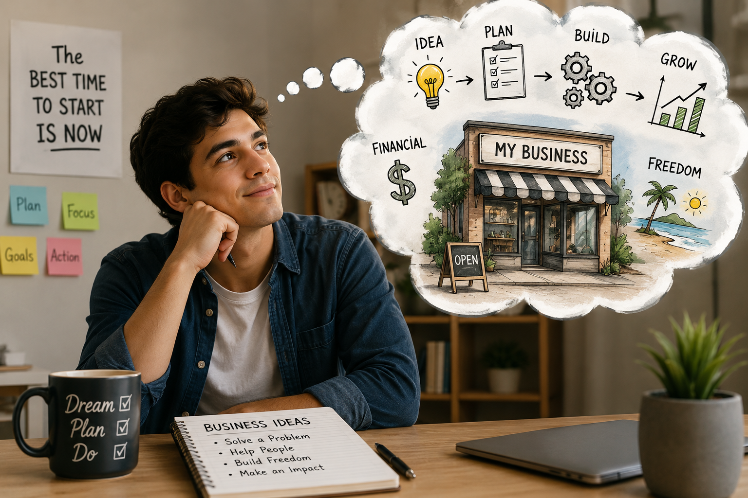 Man dreaming of starting a business