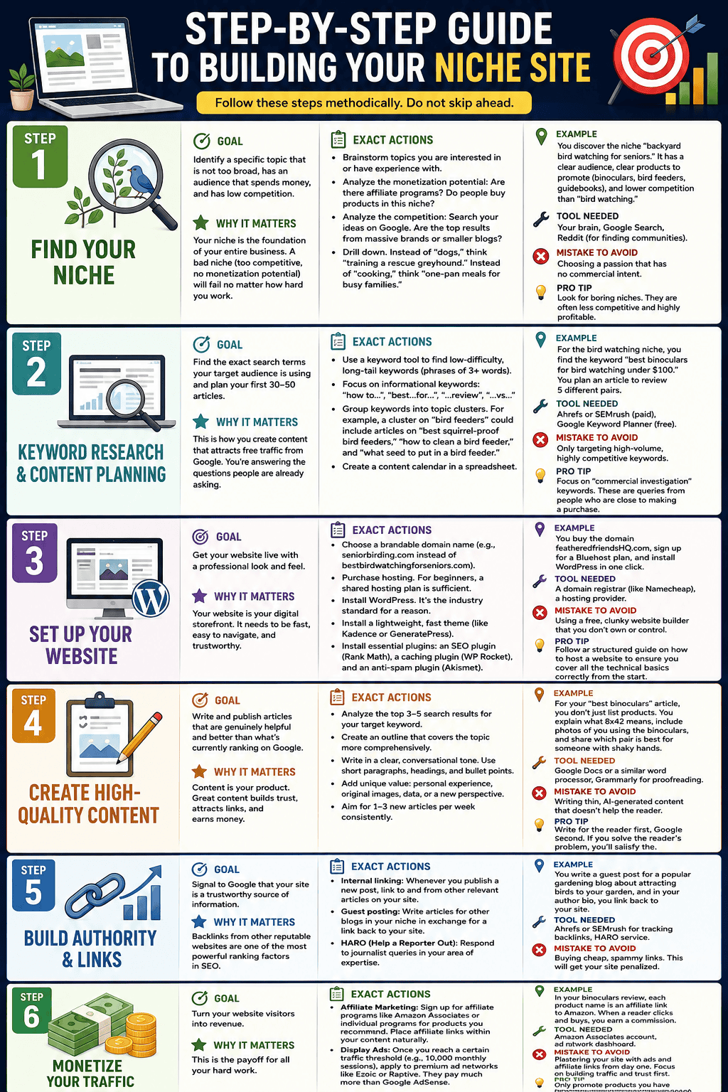 step by step niche sites
