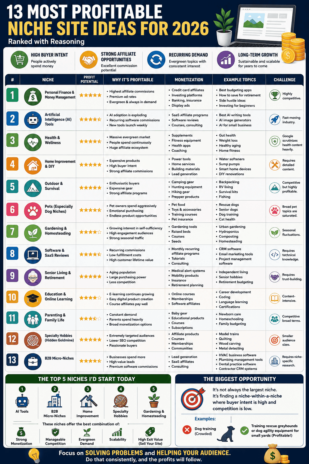 best 13 niche site